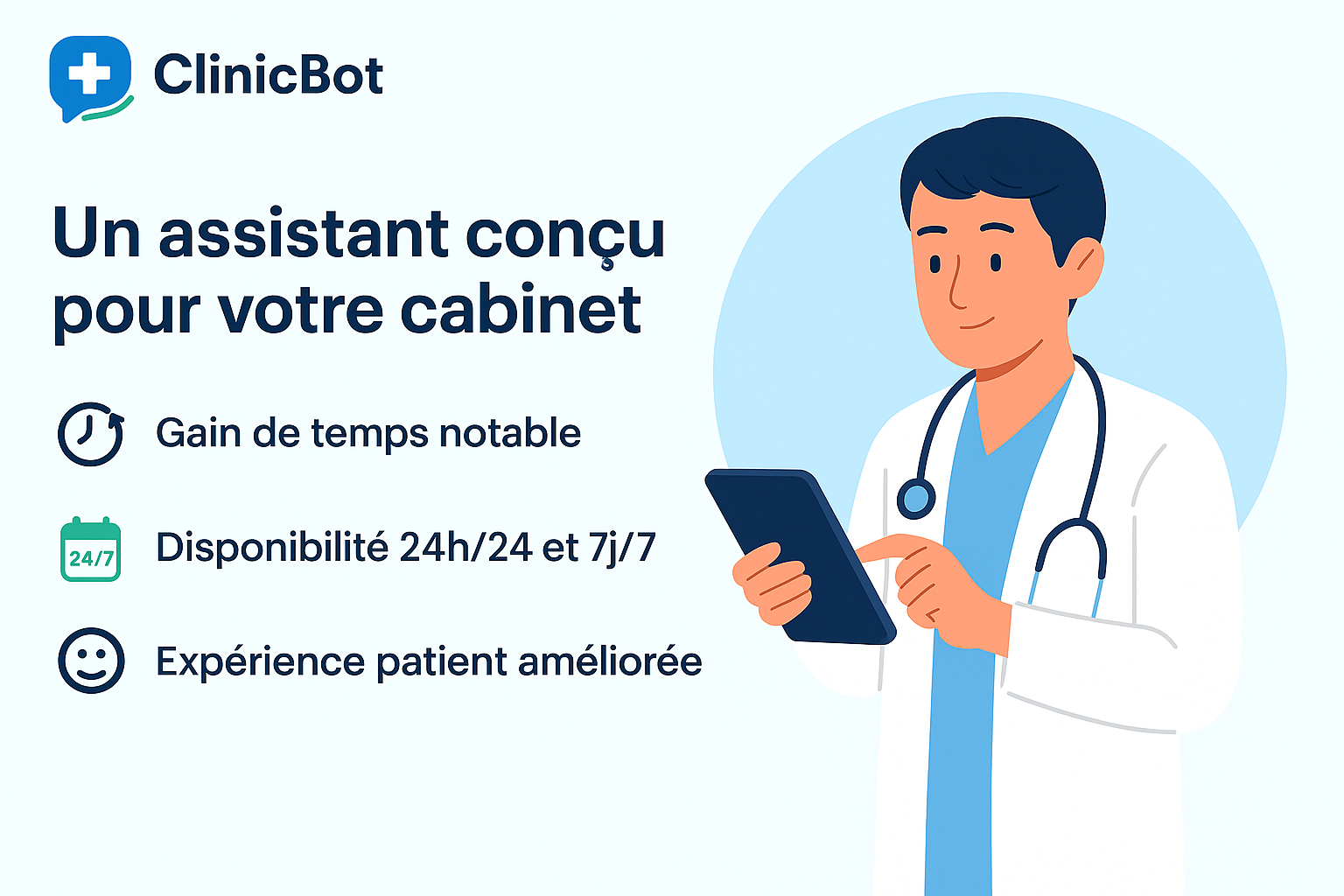 ClinicBot — Fonctionnalités (en-tête)